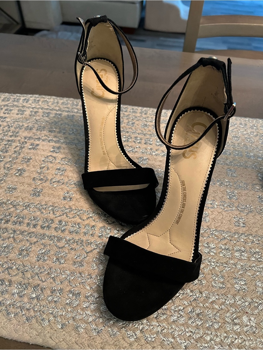 Circus by Sam Edelman Black Suede Ankle-Strap Stilettos - Picture 2 of 8
